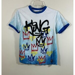 Phat Farm Graphic T-Shirt Boys Youth L Blue Crown Graffiti Y2K Streetwear
